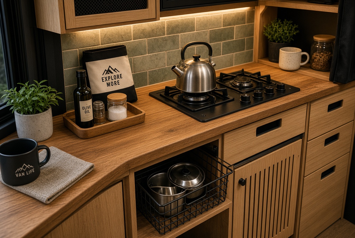 Custom campervan kitchen